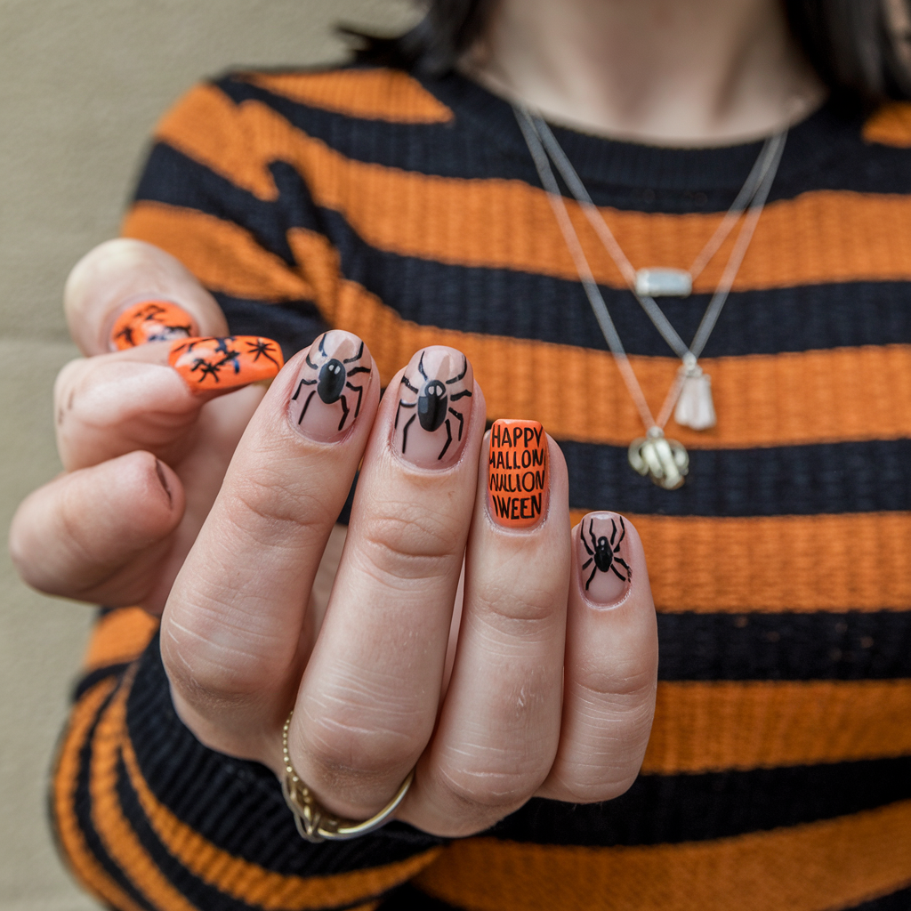 spider web autumn nails ideas